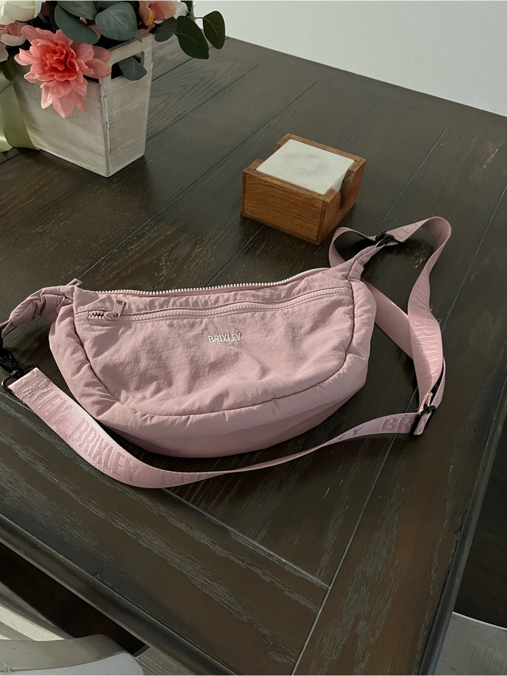 Brixley Crescent - Women's Dusty Pink Crossbody Sling Bag